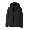 thumbnail image 1 of WRKEKC Mens Jackets Solid Color 3-In-1 Hood Detachable Windproof Waterproof Zip-Pocket Fleece-Lined Hooded Hiking Jacket Men's Outdoor Wear, 1 of 6