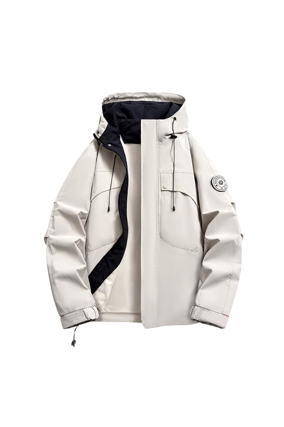 Mens Jackets Solid Color Long Sleeve Hooded Utility Waterproof Hiking Jacket Casual Outdoor Daily Wear Men's Lightweight Jacket