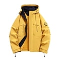 thumbnail image 1 of WRKEKC Mens Jackets Solid Color Long Sleeve Hooded Utility Waterproof Hiking Jacket Casual Outdoor Daily Wear Men's Lightweight Jacket, 1 of 8