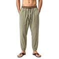 thumbnail image 1 of WRKEKC Mens Linen Pants Elastic Drawstring Waist Jogger Ankle Cuff Lightweight Trousers with Side Pockets for Summer Beach and Daily Relax Wear, 1 of 9