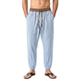thumbnail image 1 of WRKEKC Mens Linen Pants Elastic Drawstring Waist Jogger Ankle Cuff Lightweight Trousers with Side Pockets for Summer Beach and Daily Relax Wear, 1 of 9