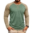thumbnail image 1 of WRKEKC Mens Long Sleeve Tee Shirts Two Tone Raglan Crew Neck Long Sleeve Soft Knit Curved Hem Daily Casual Pullover Tops, 1 of 7