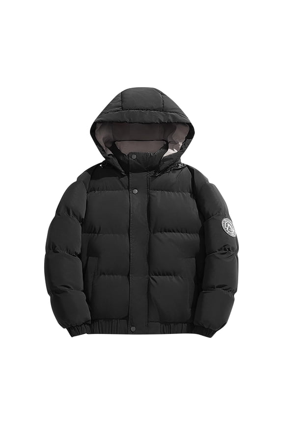 Mens Outdoor Windbreaker Jacket Solid Color Pockets Zip Up Long Sleeve Windproof Inner Pocket Hooded Casual Cotton Jacket Outerwear for Men