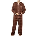 thumbnail image 1 of WRKEKC Mens Pajamas Set Button Front Notched Collar Plaid Print Long Sleeve Top with Pockets Long Pant Sleepwear Set for Men Home Outfit, 1 of 6