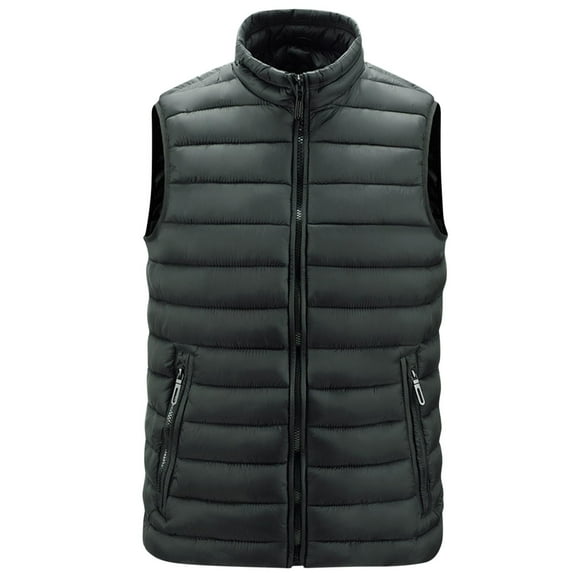 WRKEKC Mens Puffer Vest Solid Color Cotton Gilet with Zipper Pockets Sleeveless Casual Outerwear Fall Winter Lightweight for Men