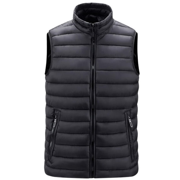WRKEKC Mens Puffer Vest Solid Color Cotton Gilet with Zipper Pockets Sleeveless Casual Outerwear Fall Winter Lightweight for Men
