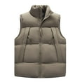 thumbnail image 1 of WRKEKC Mens Puffer Vest Solid Color Cotton Gilet with Zipper Pockets Sleeveless Casual Outerwear Fall Winter Warm for Men, 1 of 4