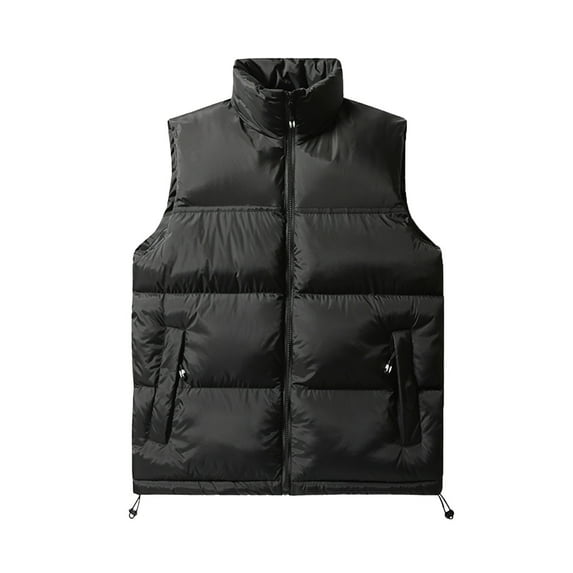 WRKEKC Mens Puffer Vest Solid Color Down Cotton Padded Color Block Vest for Winter Daily Casual Warm Layering Wear