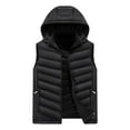 thumbnail image 1 of WRKEKC Mens Puffer Vest Solid Color Sleeveless Warm Removable Hood Zip Up Multi Pocket Utility Puffer Jacket Outerwear, 1 of 8