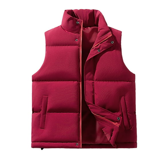 WRKEKC Mens Puffer Vest Solid Color Stand Collar Padded Vest with Quilted Detail for Fall Winter Layering Casual Wear and Outdoor Activities
