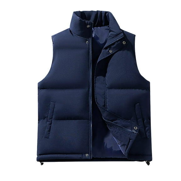 WRKEKC Mens Puffer Vest Solid Color Stand Collar Padded Vest with Quilted Detail for Fall Winter Layering Casual Wear and Outdoor Activities