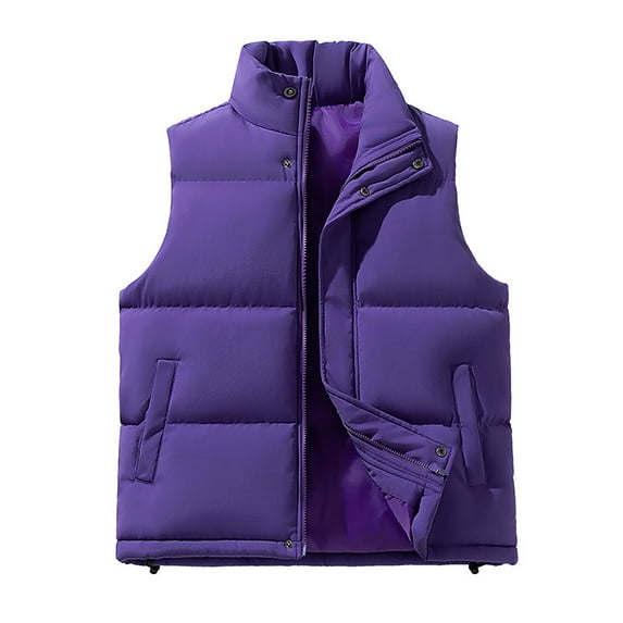WRKEKC Mens Puffer Vest Solid Color Stand Collar Padded Vest with Quilted Detail for Fall Winter Layering Casual Wear and Outdoor Activities