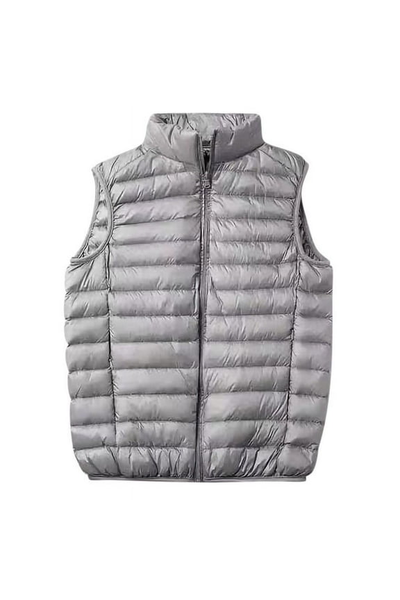 Mens Puffer Vest Solid Color Stand Collar Sleeveless Cotton Vest Lightweight Casual Fall Winter Outerwear for Men
