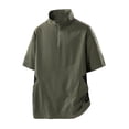 thumbnail image 1 of WRKEKC Mens Short Sleeve Athletic Shirts Casual Sport Loose Gym Color Block Zipper Jacket Pocket Shirt with Stand Collar, 1 of 3