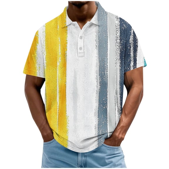 WRKEKC Mens Short Sleeve Button Down Shirts Casual Loose Button Turn Down Collar Shirt T-Shirt for Versatile Style