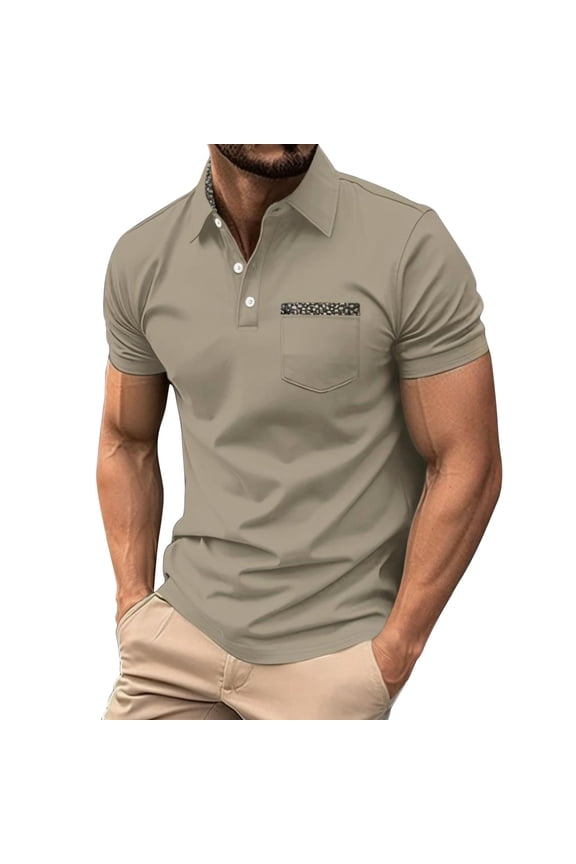 Mens Short Sleeve Button Down Shirts Color Block Short Sleeve Lapel Button Top T Shirt Smart Casual Style Comfortable Fit