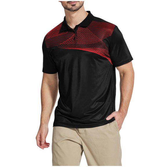 WRKEKC Mens Short Sleeve Button Down Shirts Geometric Print Short Sleeve Button Lapel Top Modern Graphic Smart Casual Style