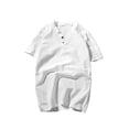 thumbnail image 1 of WRKEKC Mens Short Sleeve Button Down Shirts Solid Color Vintage Button Short Sleeve V-Neck Top Casual Shirt Retro Style Comfortable, 1 of 5