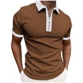 thumbnail image 1 of WRKEKC Mens Short Sleeve Button Down Shirts Summer Color Block Half Zipper Casual Shirt with Stylish, 1 of 6