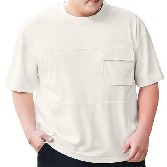 WRKEKC Mens Short Sleeve Shirts Casual Athletic Solid Color Patchwork Versatile T Shirt Thin Fabric Round Neck Comfortable Everyday Wear