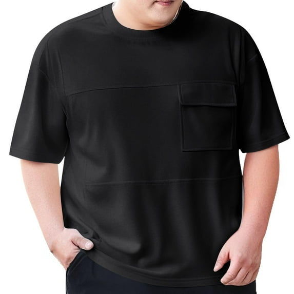 WRKEKC Mens Short Sleeve Shirts Casual Athletic Solid Color Patchwork Versatile T Shirt Thin Fabric Round Neck Comfortable Everyday Wear