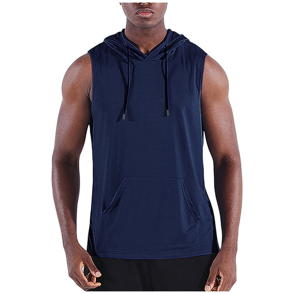 WRKEKC Mens Sleeveless Tee Shirts Solid Color Casual Pocket Rounded Neck Sleeveless Summer Tee for Everyday Wear