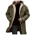 thumbnail image 1 of WRKEKC Mens Suede Jacket Solid Color Fleece Color Block Long Sleeve Hooded Multi Pockets Zip Up Trench Style Casual Jacket Outerwear, 1 of 9