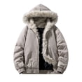 thumbnail image 1 of WRKEKC Mens Utility Cotton Jackets Solid Color Hooded Zip Long Sleeve Jacket Mens Casual Winter Outerwear, 1 of 9