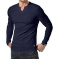 thumbnail image 1 of WRKEKC Mens V-Neck Tee Muscle Fit Long Length Ribbed V-Neck Long Sleeve Casual Top for Men Fall Winter Daily Outfits, 1 of 8