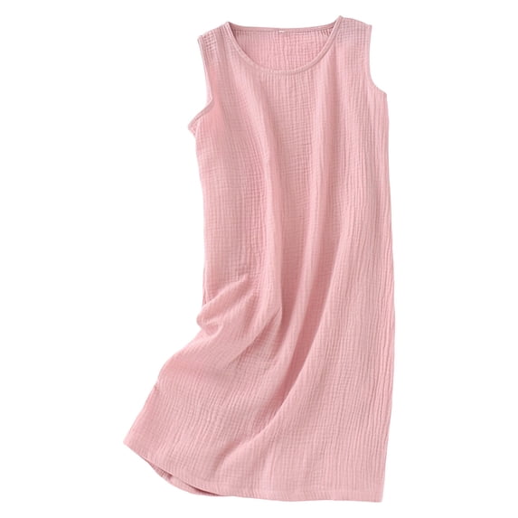 WRKEKC Midi Dresses for Women Solid Crew Neck Sleeveless Shift Midi Lightweight Summer Chic Chic Soft