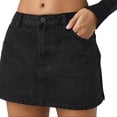 thumbnail image 1 of WRKEKC Mini Skirts for Women Low Rise Classic Denim Skirt with Hem and Basic Everyday Faded Look, 1 of 5