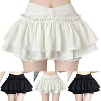 WRKEKC Mini Skirts for Women, Summer Skirts for Women, Women's Summer Casual Solid Color Tiered Elastic High Waist Pleated Cake Skirt