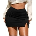 thumbnail image 1 of WRKEKC Mini Skirts for Women, Summer Skirts for Women, Women's Trendy Solid Color High Waist Knitting Tight Fitting Short Skirt, 1 of 8