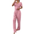 thumbnail image 1 of WRKEKC Modal Pajama Set for Women Breathable Modal Top with High Waist Shorts Summer Set Loungewear Pajamas Sleep Set, 1 of 8