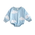 thumbnail image 1 of WRKEKC Newborn Infant Boys and Girls Fleece Romper Crew Neck Print Long Sleeve Snap Buttons Thickened Warm Fitting Fall Winter OutFitting for 1-18 Months, 1 of 7