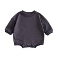 thumbnail image 1 of WRKEKC Newborn Infant Boys and Girls Fleece Romper Crew Neck Print Long Sleeve Snap Buttons Thickened Warm Fitting Fall Winter OutFitting for 1-18 Months, 1 of 7