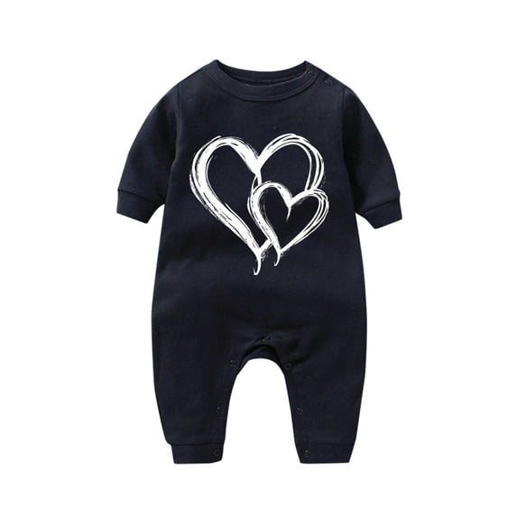 WRKEKC Newborn Infant Boys and Girls Heart Print Romper Crew Neck Long Sleeve Thickened Warm Snug Fitting Fall Winter OutFitting for 3-18 Months