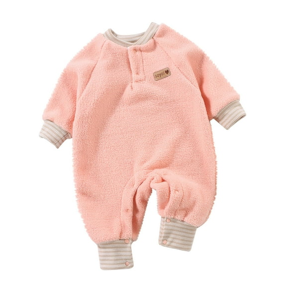 WRKEKC Newborn Infant Knit Romper Multi Pockets Button Front Thickened Warm Snug Fitting Fall Winter OutFitting for Boys and Girls 3-18 Months