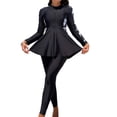 thumbnail image 1 of WRKEKC One Piece Swimsuit Women Long Sleeve Rash Guard Shorts with Removable Cups Wire Free Modest Surfing Swimsuit, 1 of 5