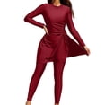 thumbnail image 1 of WRKEKC One Piece Swimsuit Women Long Sleeve Rash Guard Shorts with Removable Cups Wire Free Modest Surfing Swimsuit, 1 of 7