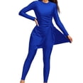 thumbnail image 1 of WRKEKC One Piece Swimsuit Women Long Sleeve Rash Guard Shorts with Removable Cups Wire Free Modest Surfing Swimsuit, 1 of 5