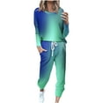 thumbnail image 1 of WRKEKC Outfits for Women, Casual Outfits for Women Trendy Gradient Print Long Sleeve Crew Neck Top and Loose Pocketed Drawstring Pants Set for Fall, 1 of 5