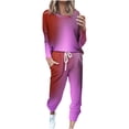 thumbnail image 1 of WRKEKC Outfits for Women, Casual Outfits for Women Trendy Gradient Print Long Sleeve Crew Neck Top and Loose Pocketed Drawstring Pants Set for Fall, 1 of 5