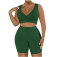 thumbnail image 1 of WRKEKC Outfits for Women Sports Yoga Tank with Shorts Fitted Two Piece Set Solid Color Casual Set for Fitness and Gym Wear, 1 of 8