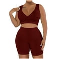 thumbnail image 1 of WRKEKC Outfits for Women Sports Yoga Tank with Shorts Fitted Two Piece Set Solid Color Casual Set for Fitness and Gym Wear, 1 of 8