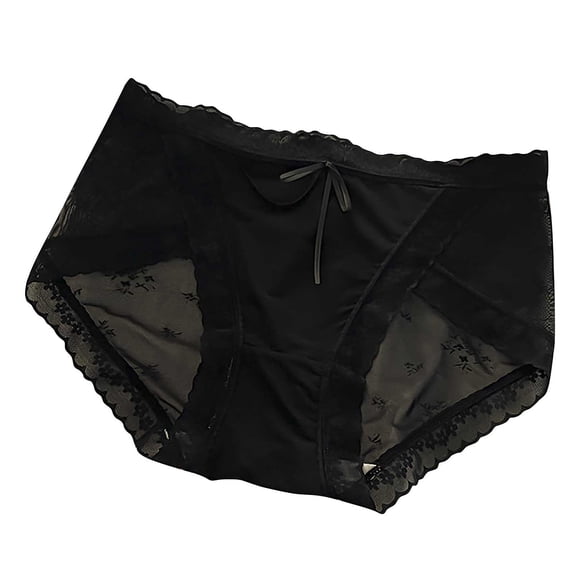 WRKEKC Panties for Women Plus Size Solid Color Lace Silk Like Mid Waist Comfortable Triangle Panties with Feminine Detail and Comfort
