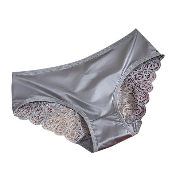 WRKEKC Panties for Women Solid Color Lace Bow Mid Low Waist Hollow Out Mesh Sheer Breathable Briefs with Comfortable Fit