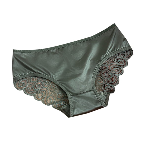 WRKEKC Panties for Women Solid Color Lace Bow Mid Low Waist Hollow Out Mesh Sheer Breathable Briefs with Comfortable Fit