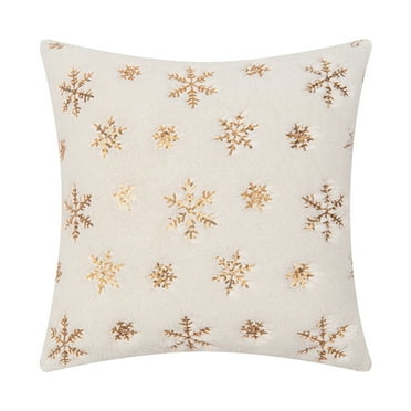 WRKEKC Pillow Christmas Snowflake Pillow Set Sequins Embroidery Cushion Room Living Room Sofa Cushion Christmas Day Plush Pillow Gold