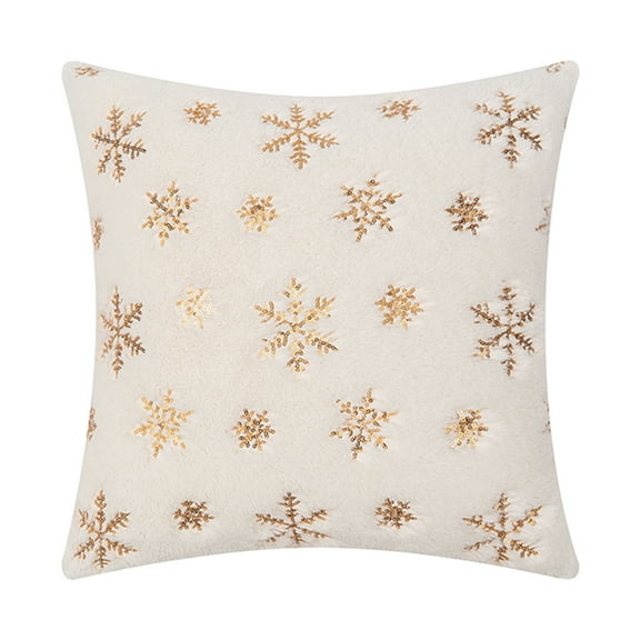 WRKEKC Pillow Christmas Snowflake Pillow Set Sequins Embroidery Cushion Room Living Room Sofa Cushion Christmas Day Plush Pillow Gold